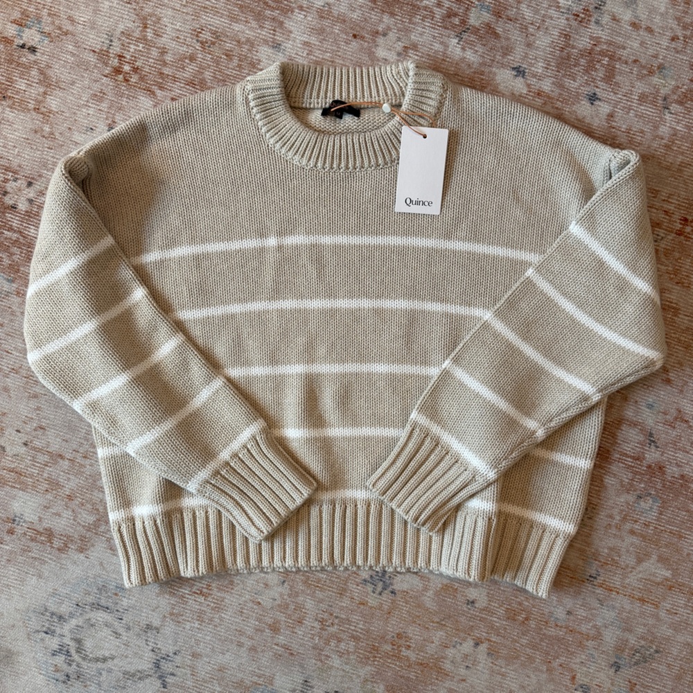 Quince Organic Cotton Striped Crew Sweater